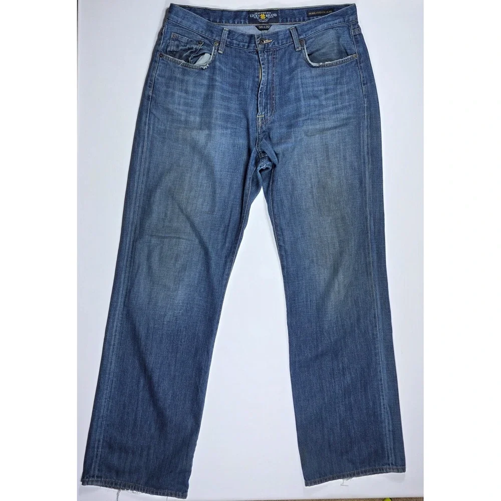 Lucky Brand 181 Relaxed Straight Jeans Mens 36x32 Blue Denim 100% Cotton